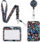 Vicloon Cordón con Portatarjeta, 2pcs Porta Tarjetas Identificativas, Cuello Cuerda para Tarjeta, con Cordones de Insignia, para Tarjeta de Identificación, Oficina(Floral)