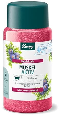 Kneipp Badekristalle Muskel Aktiv - mit wertvollem ätherischen Wacholder-, Wintergrün- & Rosmarinöl - wärmend wohltuend zur Muskulatur - 600g, 1