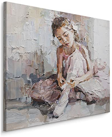 Muralo Leinwandbilder Ballerina Ballett Malerei Kunst Tanz 3D Effekt Dekor Canvas Wandbild Schlafzimmer Wohnzimmer Büro Wanddekoration Modisches Muster Br.90xHö.90