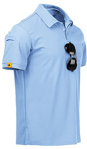 JACKETOWN Poloshirts Herren Kurzarm Atmungsaktives Schnelltrocknend Poloshirts Männer Sommer Knopfleiste T-Shirts Männer Casual Sport Shirt Basic Regular Fit Golf Polohemd(Mondblau-L)