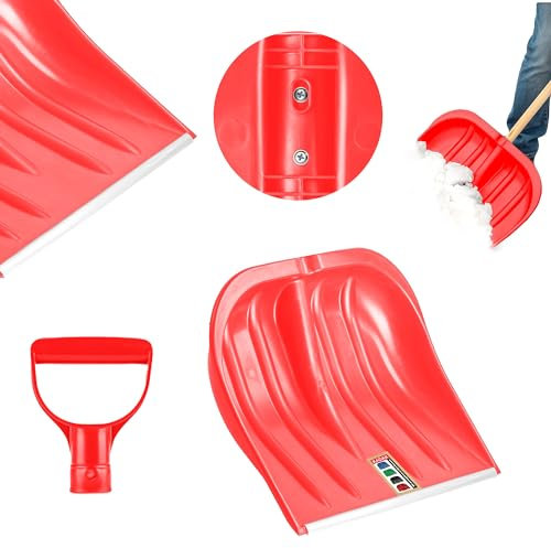 KADAX snow sponsors, 49 cm wide, snow shovel without a stem, snow shifter, snow coil, plastic shovel, snow shovel (1, red with sheet metal edge)