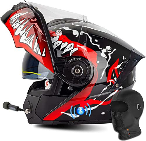 Casco De Moto Modular Bluetooth Integrado,ECE/Dot Homologado Modular Casco con un Micrófono Incorporado Anti Niebla Visera Doble para Adultos Hombres Mujeres Cascos Moto