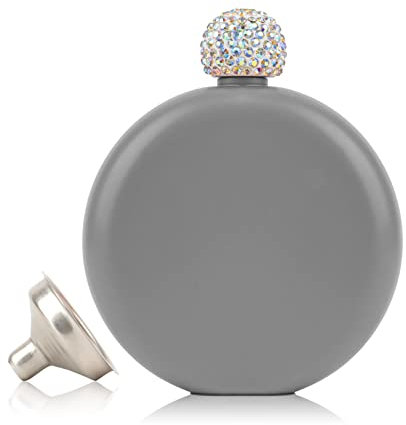 Toptie Petacas de Alcohol Rojoonda Portátil para Mujer, 5Oz/150ml Cute Bride Flask, Mini Botella de Whisky de Acero Inoxidable para Regalo Fiestas, Gris