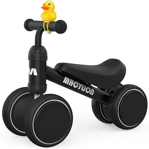 MHCYLION Kinder Laufrad ab 1 Jahr Balance Lauflernrad Spielzeug mit 4 Räder für 10-24 Monate Baby, Erst Rutschrad Fahrrad für Jungen Mädchen als Geschenke-Schwarz
