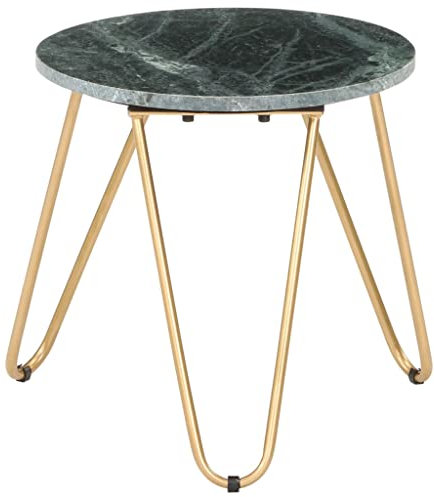 Natulvd Marmor Couchtisch, Faux Marmor Steinplatte Rund Teetisch mit Metallrahmen, Wohnzimmer Beistelltisch für Büro, Balkon, Eingang - Grün - 40x40 cm