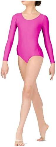 P&R DANCEWEAR LTD Girls and Women's Long Sleeve Leotard - Shiny Nylon – Comfortable Fit – Performance Wear - Dance Class Essential - Ballet Gymnastics, Dance, School, Sportswear