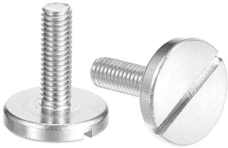 sourcing map Tornillos de cabeza plana grandes ranurados M6 x 20 mm, 2 tornillos de decoración ranurados de acero inoxidable 304