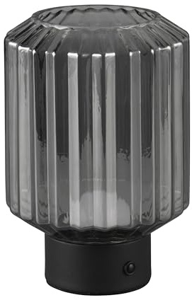 Reality Leuchten LED Akku Tischleuchte Lord R57761154, Metall Schwarz matt, Glas Smoke, inkl. 1.5 Watt LED, 4-fach Touch