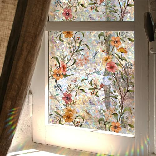 WBQMUNY Stained Glass Window Film,17.5 x 78.7 Window Privacy Films