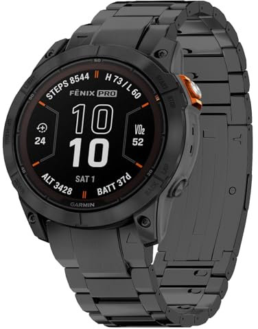 LDFAS Fenix 7X/6X Band, 26 mm Titan-Metall [super kratzfest] Quick Fit Uhrenarmband, kompatibel mit Garmin Fenix 7X Pro/6X Pro/5X Plus/Enduro 2/Tactix 7 Bands, Kein Edelstein