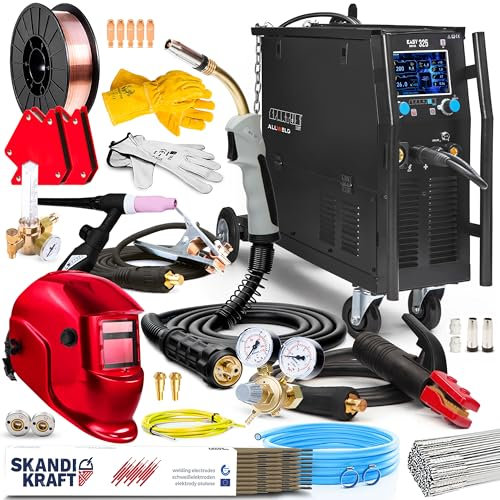 Spartus EasyMIG 325 - Soldador Inverter Profesional 300A - Sinergia Total - MIG/MAG, MMA, TIG-LIFT - Regulación de Inductividad - 2T/4T, Euroconector, Chasis Rodante - Set Professional