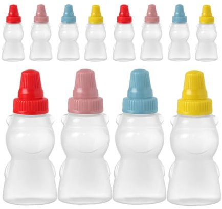 ABOOFAN Mini-Gewürz-Quetschflaschen 12 Stück Bärenförmige Mini-Ketchup-Flasche Essig-Sojasauce-Behälter Für Ketchup Flüssigkeiten Saucen Sirup 23 Ml