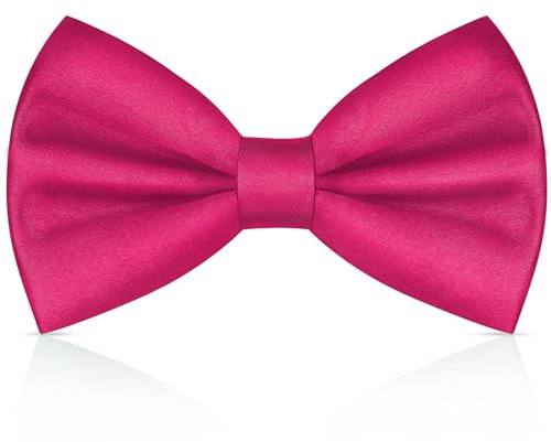 URAQT Papillon Uomo, Papillon da Uomo Regolabili con Gancio, Papillon Pre-Legati In Tinta Unita per Bambini Adulto, Elegante Papillon Adatto Celebrazioni, Feste, Lavoro, Matrimoni(Rosa Rossa)