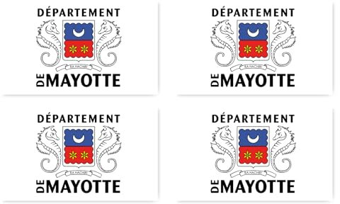 Aufkleber: 200x120 mm, 4 Stück - Flagge - Mayotte - YT - für Auto, Koffer, Laptop und mehr