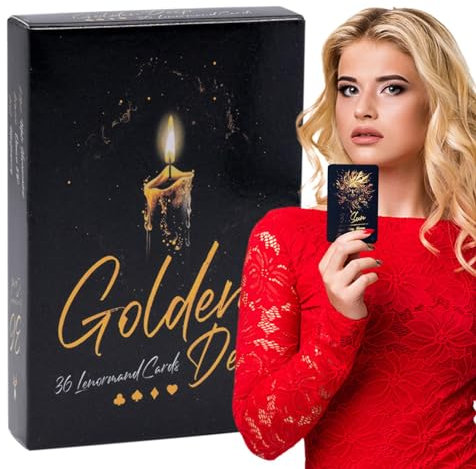 Eoixuqba Tarot-Deck-Karten Online, Fortune Golden Deep Lenormand Tarot Cards for Beginners, Portable Tarot Decks, Everyday English Tarot Cards with Coloured Box for Games Card Games