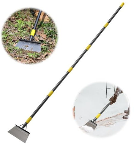 Starbover Cleaning Shovel, Multifunctional Garden Cleaning Shovels Outdoor, Garden Scraper Heavy Duty with Long Handle 163cm, Roof Moss Remover Flat Weed Shovel for Weeding, Scraping