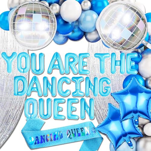 JeVenis Du bist die tanzende Königin Luftballons Dancing Queen Bachelorette Dekorationen Mamma Mia Party Dekoration Disco Party Deko 70er Jahre Dekoration