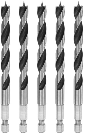 sourcing map 5 brocas de punta de 8 mm de diámetro con rodamiento de acero hexagonal de 1/4 pulgadas de diámetro para madera, broca de madera contrachapada y plástico de 2.8 pulgadas de longitud de