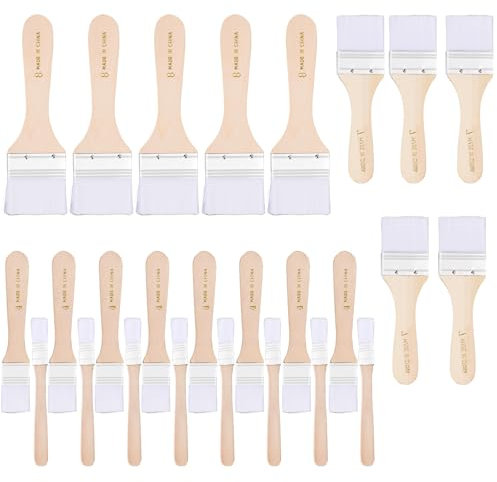 Unvtap Flachpinsel Set 26 Stück Lasurpinsel Holz 12/25/40/48 mm Pinselset, Malerpinsel Set Acryl Pinsel, Haarpinsel für Farben Lack Klebstoffe, Flachpinsel, Malerbedarf, zum Streichen DIY Lackpinsel