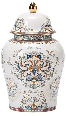 RUVOO Ingwer Glas Vase Vorratsglas Ingwerglas Blumenvase, Dekorative Ingwergläser, Keramikvase, Chinesisches Porzellan, Vorratsglas Mit Deckel Ingwer Glas mit Deckel