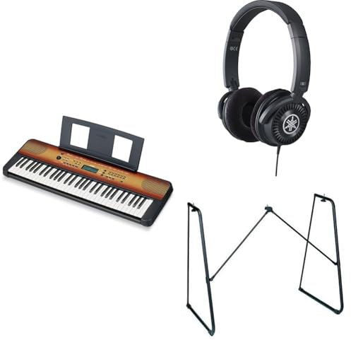 Yamaha Digital Keyboard PSR-E360MA, Maple - Entry-level digital keyboard bundled with HPH-150 Headphones, L-2C Keyboard Stand