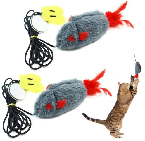 YHTCC 2 PCS Cat Toys for Indoor Cats, Adult/Kitten, Simulated Squeaker Interactive Cat Toys, Lure Cats to Chase and Play, Eliminate Boredom