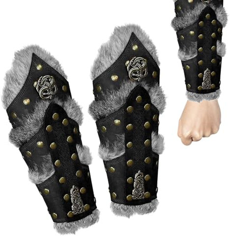 Wikinger Armbänder für Herren - Vintage 1 Paar Steampunk Armstulpen Leder Armwärmer | Armband mit Handschuh des Ritters Piraten Wikinger Herren Mittelalter Armband