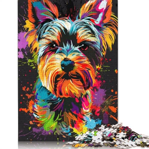 Puzzle Yorkshire Terrier Hund 1000 Teile Puzzlespiel Holzpuzzle für Erwachsene und Kinder ab 12 Jahren Tolles Geschenk für Erwachsene Größe: 75x50cm