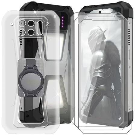 BUNALFaa für Unihertz Tank 3S (6.79) Handyhülle + Displayschutz(3 Sätze), Hülle rutschfeste Stoßkasten Schale Schutzhülle mit Handy-Ringhalter - Transparent