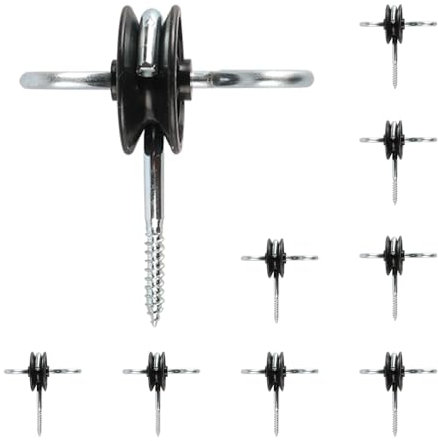 Sarini 10 Pcs Gate Anchor Insulator Double Sided Electric Fence Hook Insulator Screw-in Insulator for Timber Posts Durable Gateway Handle Connector