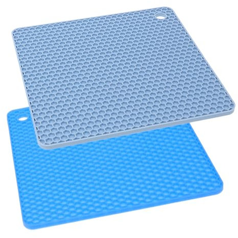 Cabilock 2pezzi Tappetini Isolanti Silicone Per Pentole e Padelle Design Elegante Sospensione Per Proteggere Tavoli e Superfici Da Calore e Macchie Scuro e Nordico