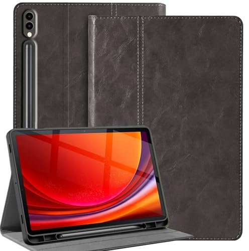 NANRUIL Funda de piel para Samsung Galaxy Tab S8/S9/S10 Ultra de 14,6 pulgadas 2022/2023/2024(SM-X920/X926/X918U/X910/X906/X900), de piel auténtica, con soporte para S Pen y guardias de coche/dormir