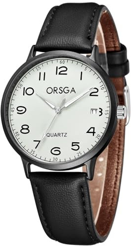 CIVO Uhr Damen Lederarmband Armbanduhr: Analog Quarz Damen Uhren - Schwarz Weiß Damenuhr mit Großen Ziffern