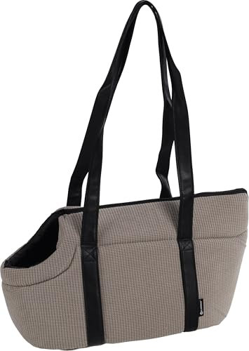 Flamingo Hundetasche - Tragetasche Aaliyah Grau – 46x23x25cm – Polyester mit Schaum – Abnehmbares Kissen – Sicherheitsleine – Einfach zu reinigen