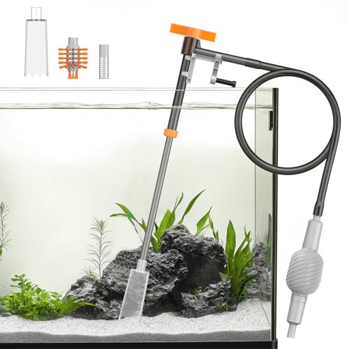 Pawfly Kit per cambio acqua 3 in 1, sifone per acquario, con tubo lungo 1 m e tubo estensibile, strumenti manuali per la pulizia della ghiaia dell'acquario per il cambio dell'acqua e la manutenzione