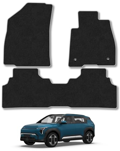 Fits Kia EV3 (2025+) Premium Carpet Car Mats | Grey Edge Trim Premium Floor Mats Tailored Fit Full Coverage Protection Accessories Easy Clean Anti Slip Made in the UK