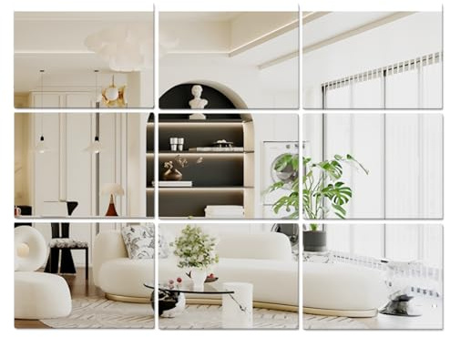 Carreaux de miroirs en acrylique pour murs, carreaux muraux rectangulaires, miroir HD, miroir rétro, sans danger, à coller, pour maquillage, décoration d'entraînement à la maison (10, 25 x 20 cm)