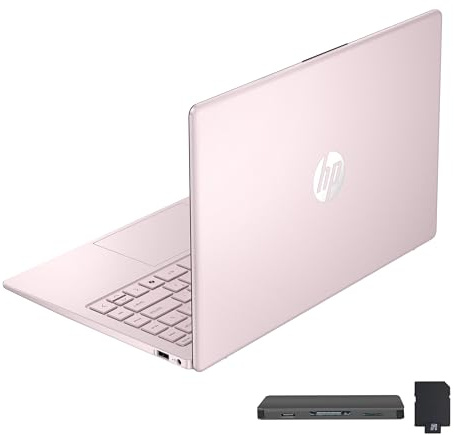 HP Stream 14 pollici HD Laptop, Intel Processor N150, 16GB RAM, 416GB Storage (128GB UFS+288GB Docking Station Set), Intel Graphics, 1 anno Office 365, Copilot, Wi-Fi, fotocamera HD, Windows 11, rosa
