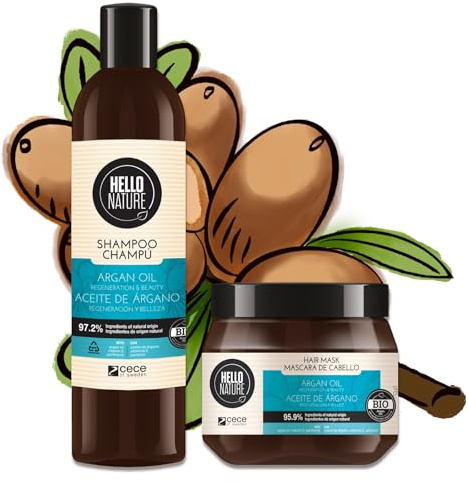 P-Beauty Naturkosmetik Arganöl Haarpflege Set Shampoo & Haarmaske - Bio & Vegan - Haarshampoo für intensive Reparatur, Feuchtigkeit & Glanz - Haarkur für trockenes, geschädigtes Haar ohne Silikone