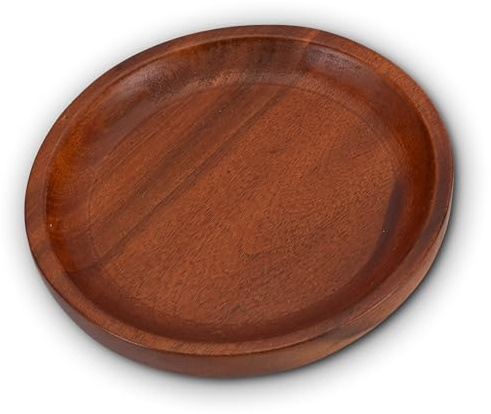 Decorasian 4 Stück Kerzenteller 11cm Holz Akazie – Untersetzer für Stumpenkerzen & Taufkerzen bis 9cm – Massiver Kerzenhalter Rund braun