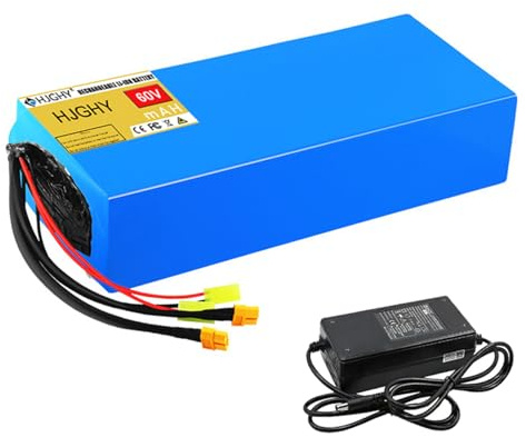 HJGHY 60v,30Ah, 60V Lithium-Ionen-Akku für Elektromotorräder (60V, 12Ah, 15Ah, 20Ah, 25Ah, 30Ah) als Ersatz für 250W-, 1000W-, 1200W-, 1500W- und 1800W-Motoren, inklusive Ladegerät