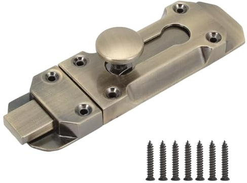 3 Pollici Bulloni per Porte Scorrevoli, Slide Bolt Chiavistello Scorrevole per Porta con 7 Viti, Bronzo Antico in Lega di Zinco Chiusura, Chiavistello per Porta in Legno per Cancello da Giardino