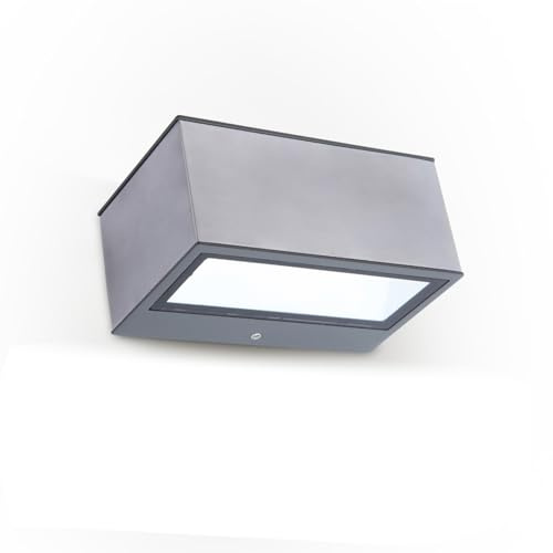 LUTEC Gemini LED-Außenwandleuchte, Außenlampe aus Aluminium in Edelstahl-Optik mit Up & Down Effekt Hauswand, Eingang; Garten 4000K, IP54, 55Lm