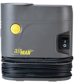AirMan Tour 2.0 12V Tyre Inflator Air Compressor for Car, Motorcycle & Bike - Compact Portable Mini Tyre Pump with Pressure Gauge (PSI/Bar) - for Cars, Motorbikes, Vans, ATV & Inflatables
