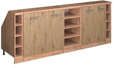 Vicco Küchenschrank für Dachschrägen R-Line, Artisan-Eiche, 210 cm 5er Set Schrankkorpuss 60 cm Tiefe, geeignet für schräge Wände und Variable Küchenmontage