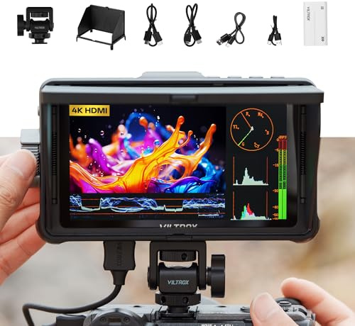 VILTROX DC-550 Pro II 5.5 1400 nits Touchscreen Camera Field Monitor | 1920x1080 IPS, 4K HDMI, Onion Skin Function, USB/Wi-Fi Camera Control, 3D LUT, Focus Peaking, Waveform,Sunshade Hood, Battery