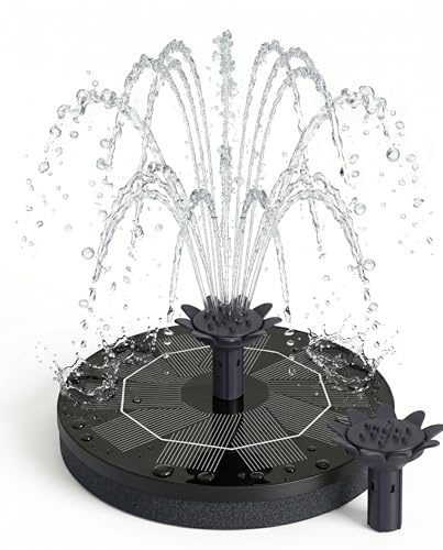 Solarbrunnen für Draussen, 3.0W Solar Springbrunnen mit Innovative 4-in-1 Düse, 160mm Solar Wasserpumpe Solar schwimmender Fontäne Pumpe für Garten Gartenteich Vogel Pool