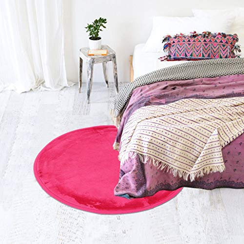 Tapis Rond Extra Doux Antidérapant, 70cm Diamètre, Fuchsia