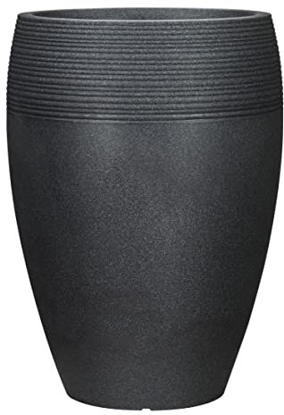 Scheurich Lineo High, Hochgefäß aus Kunststoff, Schwarz-Granit, 47 cm Durchmesser, 65 cm hoch, 26 l Vol.