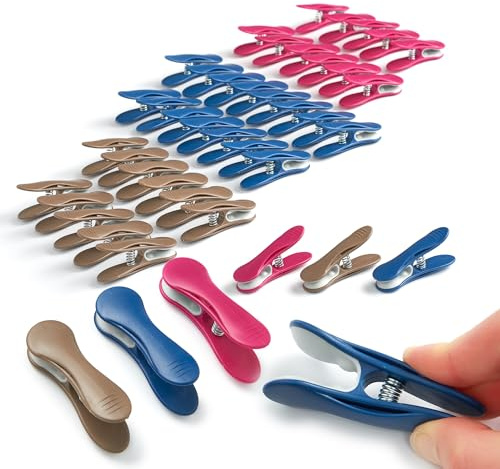 culiclean Clothes Pegs for Washing Line, blue-purple-brown, 40 Pack | Washing Line Pegs, Soft Grip, Weatherproof, UV & Frost Resistant, Heavy Duty, BPA-Free, Made in France, Plastic